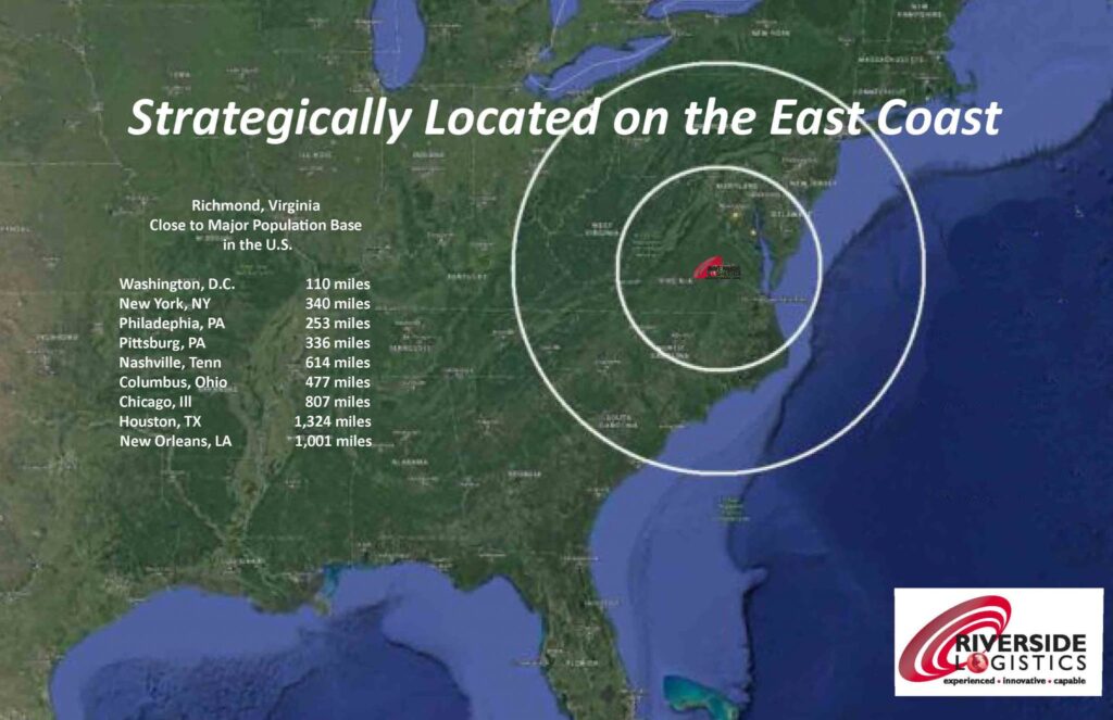 Strategically located on the East Coast, Riverside Logistics is ready to help you with your supply chain.